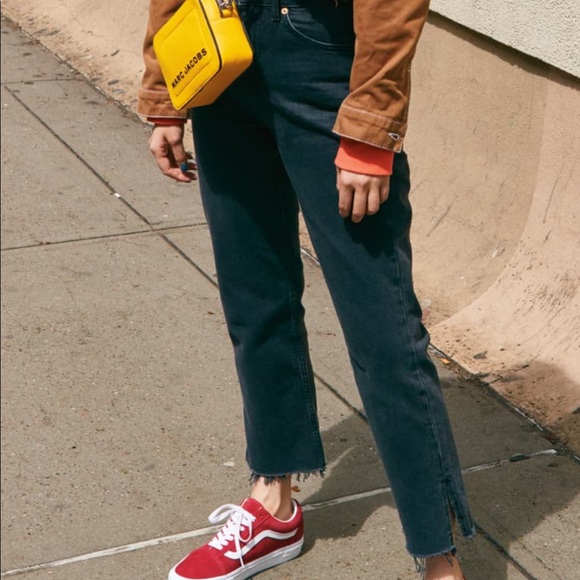 Topshop Denim - Topshop split hem high waist straight jean